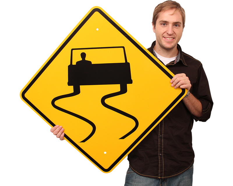 Slippery Road Signs Icy Road Warnings