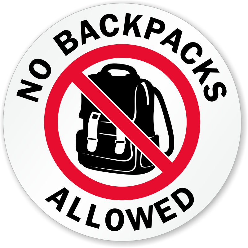 No Backpacks Allowed Label Sku Lb 2987