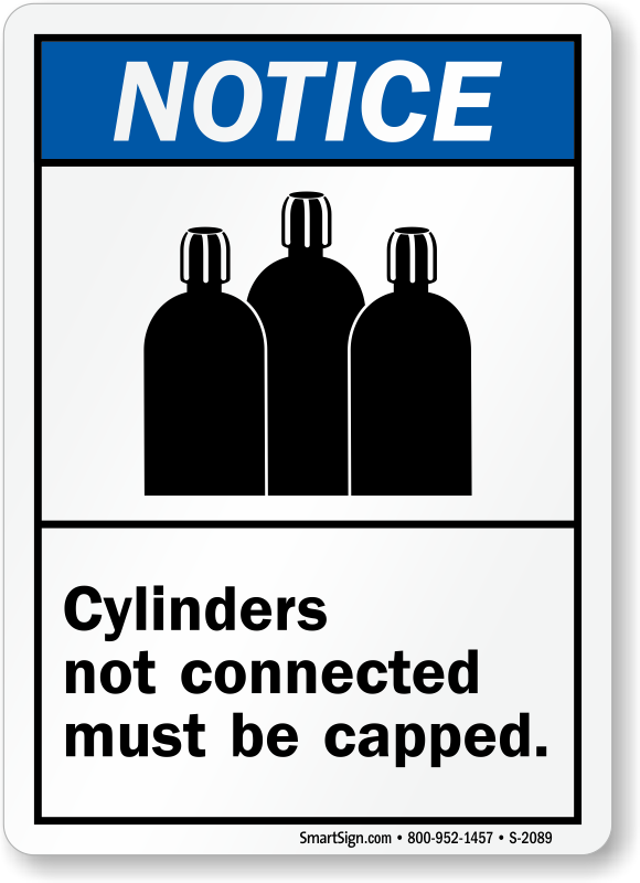 Cylinders Must Be Secured Caution & Danger Sign