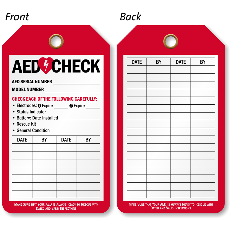 AED Inspection Tags- For Automatic External Defibrillator Inspections