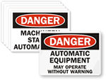 Automatic Start Hazard Signs