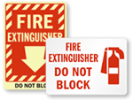 Do Not Block Fire Extinguisher Signs