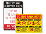Dumpster Rules Signs