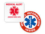 Self Laminating Emergency Medical Information Hard Hat Labels