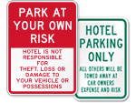 Hotel Parking Signs