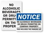 No Alcoholic Beverages Allowed Signs