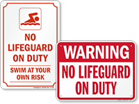 No Lifeguard Signs