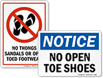 No Open Toed Shoes Signs