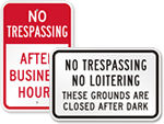 No Trespassing After Dark Signs