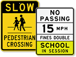 Pedestrian, School & Bike Signs