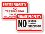 Posted No Hunting Signs