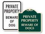 Private Property Beware of Dog Signs
