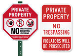 Private Property No Trespassing Signs