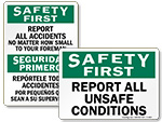 Report All Accidents Signs