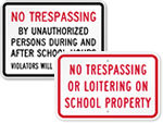 School No Trespassing Signs
