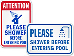 Shower Before Entering Pool Signs