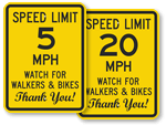 Watch for Bikers Speed Limit Signs