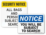 Subject to Search Signs