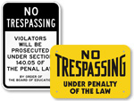 No Trespassing Under Penalty Of Law