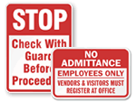 Visitors Must Register Signs