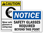 Wear Safety Glasses Signs