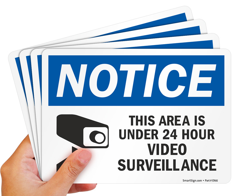 Cartello Metallico 30x30 Cm "24 Hour Video Surveillance" – Sicurezza Per Esterno/Interno