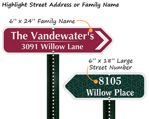 Custom address signs with arrow