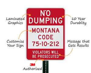 Custom no dumping sign