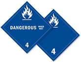 Class 4 Dangerous When Wet Placards