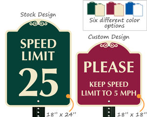 Designer speed limit signs