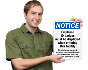 Notice Employee ID Badges Sign