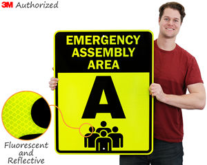 Fluorescent and Reflective Assembly Area Signs