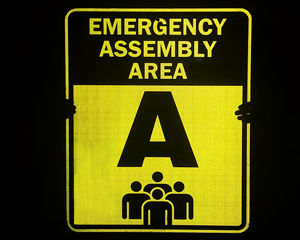 Fluorescent Evacuation Assembly Area Signs