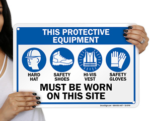 Caution Hand And Eye Protection Sign