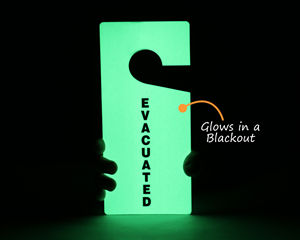 Glow in the dark evacuation tags