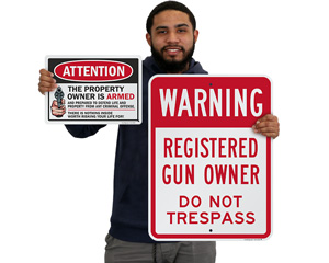 Warning Registered Gun Owner Do Not Trespass Aluminum Home Security Sign 8"x12" 