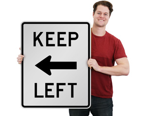 Keep Left Signs With Symbol
