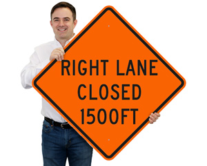Right Lane Closed Sign