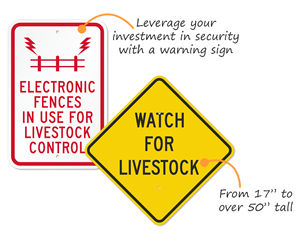 Livestock warning signs