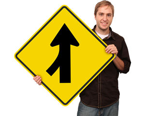 Left Lane Merge Signs