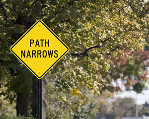 Narrow Path Arrow Sign