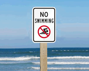 No swimming signs
