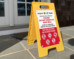 Package Delivery No Soliciting Floor Sign