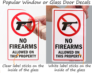 No firearms allowed on property signs