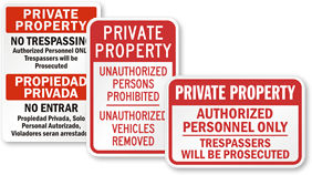Private Property Authorized Personnel Only Signs