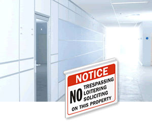 Drop Ceiling No Trespassing Signs