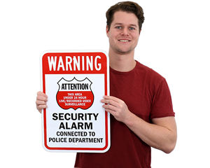Home Security System Alarm Alert Protected Police Warning Aluminum Metal Sign 