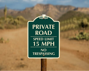 Private road speed limit sign