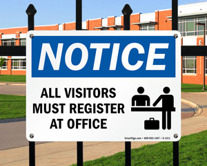 Visitor Must Register Sign