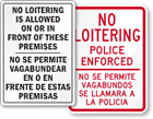 Bilingual No Loitering Signs